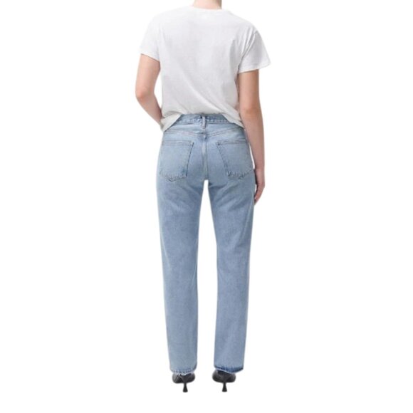 AGOLDE LADIES LANA MID RISE VINTAGE STRAIGHT LEG JEANS FICTION BLUE - Picture 3 of 6